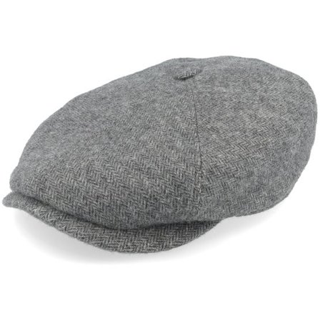 Stetson - Grå flatcap Keps - 6-panel Cap Herringbone Grey Herringbone Flat Cap @ Hatstore