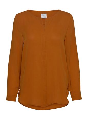 Vilucy L/S Shirt Bluse Langermet Brun Vila