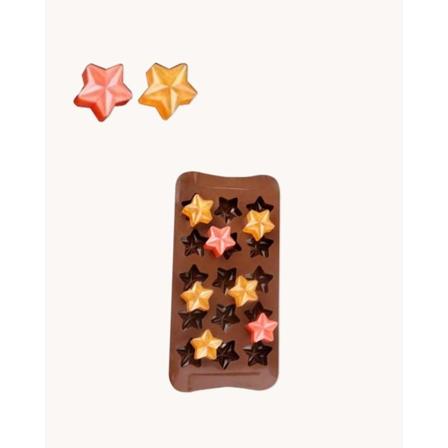 Stjärnor 15st Silikonform - Chokladform Pralinform Brun