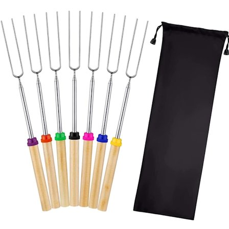 Kompakt Camping Kokekar, Bålpanne Grillspyd For Minneverdige Utendørs Sammenkomster, Bærbare Teleskopiske Grillgafler For Pølser Og Marshmallows