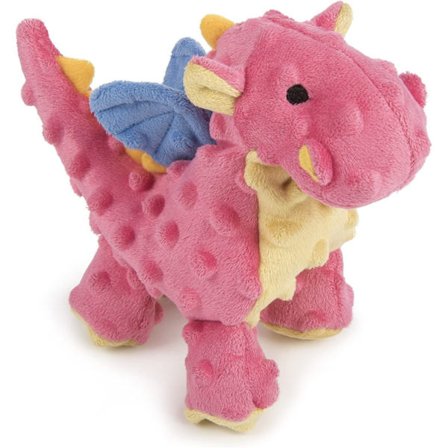 goDog Dragon med tuggteknologi, stort och robust plyschhundsleksak, korall