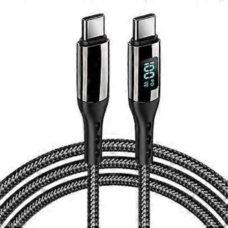 Innovativ Typ C till Typ C Kabel med LED-Display 4 Storlekar Laddare Snabbladdningskabel Nylon Typ C Laddare för Surfplatta