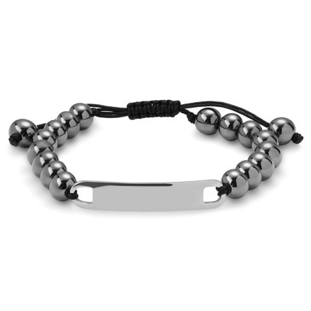 Hematitt og Rustfritt Stål ID-Armbånd for menn - Perlearmbånd