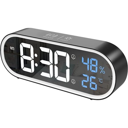 Spejl Digitalt Vækkeur, LED Digital Ur, Stor Tid/Te