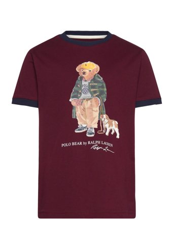 Polo Bear Cotton Ringer Tee Burgundy Ralph Lauren Kids