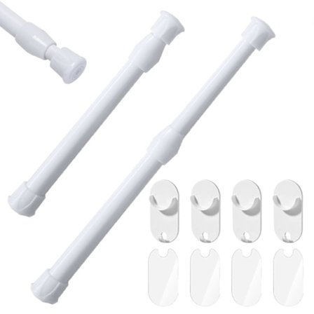 2-pack 30-50 cm teleskopstänger, klämstänger för gardiner, klämstång för gardiner, vit utdragbar gardinstång utan borrning för kit (FMY)