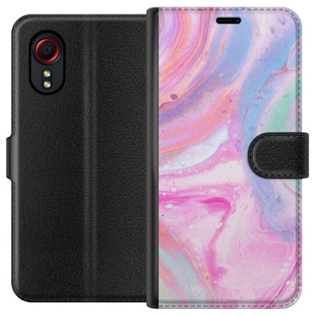 Kompatibelt Plånboksfodral till Samsung Samsung Galaxy Xcover 5 Abstrakt pastellfärgad marmorkonst med flytande akryleffekt i rosa, blått och grön