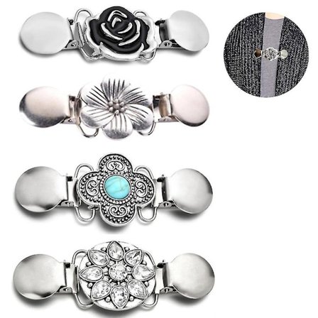 4 Stykker Vintage Skjortekjole Cardigan Klips, Midjeklips For Kvinner, Genser Sjal Brosje Jakke Klips For Klær