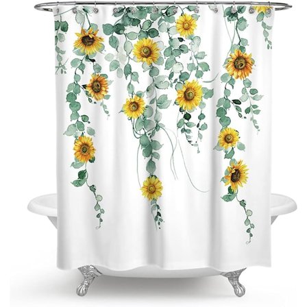 Dewenwils Duschdraperi i Polyester med Digitaltryck, Lövmönster A