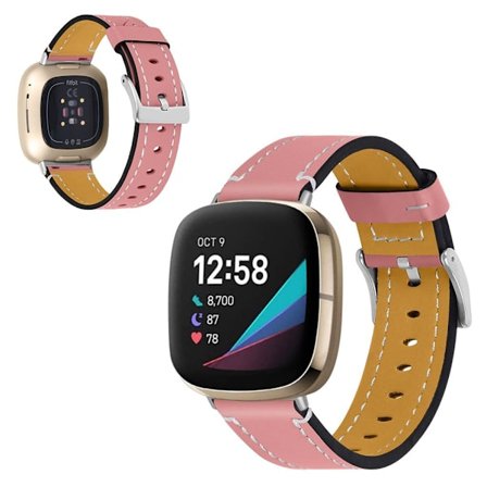Fitbit Sense / Versa 3 genuine leather watch strap - Pink