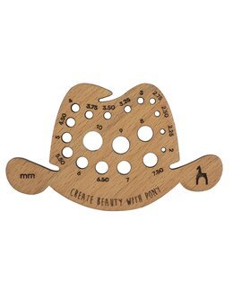 Målepinne for strikkepinner og heklenåler i bøk - Pony