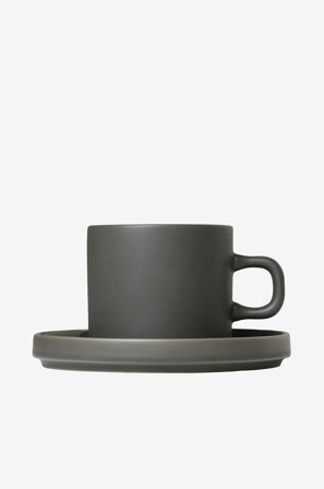 Blomus - Kaffemuggar Med Fat. 2 St Set. Pilar 200ml - Grön - Koppar & muggar - Från Homeroom