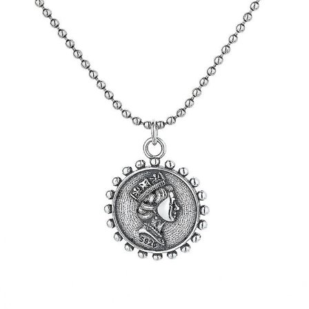1st Hängsmycke i Sterling Silver, S925 Sterling Silver Vintage Queen Elizabeth Porträtthalsband Damer, Halsband, Hänge, Choker, Nyckelben