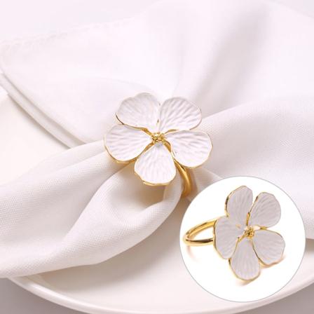 Bryllup enkel plomme serviett serviett 5 kronblad lucky flower serviett Gold 6pcs