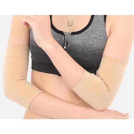 1 par fitness armbeskyttere albuebeskyttere til sport, basketball, badminton hud underarm tatovering dækning kompressionsærmer naturlig farve