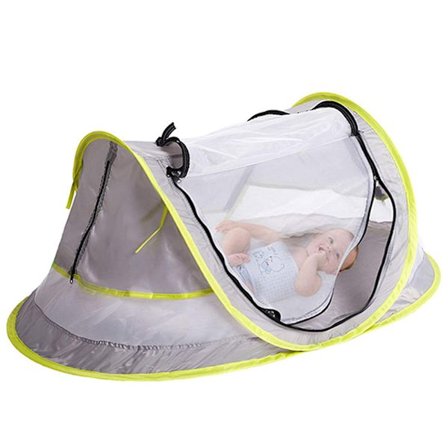 Baby Strandtelt, Baby Strand Pop Up Telt, UPF 50+ Solbeskyttelse Baby Telt, Baby Telt med Myggenet, Solbeskyttelse til Piger Drenge, Strandparasol til