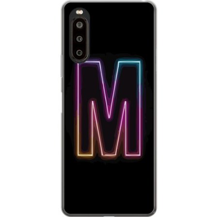 Yhteensopiva Puhelinkuori Sony Sony Xperia 10 II Neonkirjain M värinvaihtuva valotehoste mustaa taustaa vasten, moderni minimalistinen typografia vah