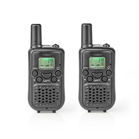 Walkie-talkie Sett | 2 håndsett | Opptil 5 km | Frekvenskanaler: 8 | PTT / VOX | Opptil 2,5 timer | Svart_NN