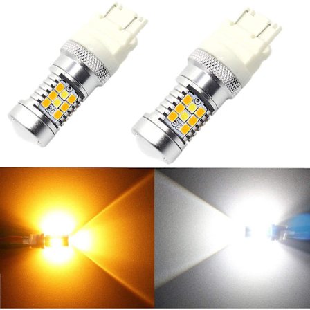 T25 3457 3157 Switchback Led Blinklys Dual Color 6000k Hvid/ravgul 12v 4157nak 3457ak 4057 3057 3757ak 5702ak 4157ak Ekstremt Super