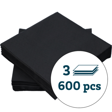 3-Lags Servietter Svart 40x40C