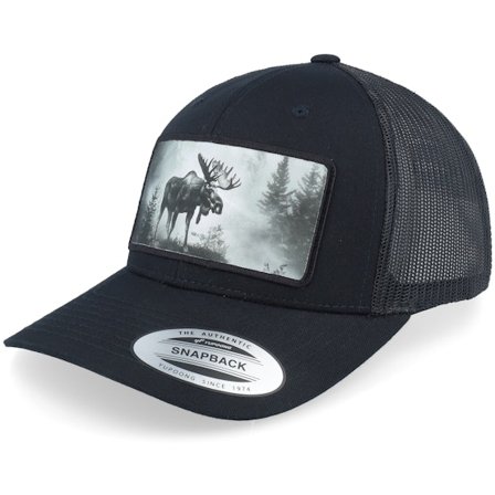 Hunter - Schwarz trucker Cap - "Big Moose Wide Patch Retro Black Trucker " @ Hatstore