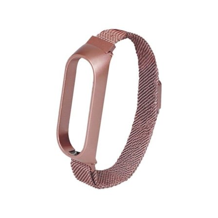 Metallarmband för klocka - PHONEKIT CONTACT - Xiaomi Mi Band 5/6 - Roséguld - Rostfritt stål - Spänne