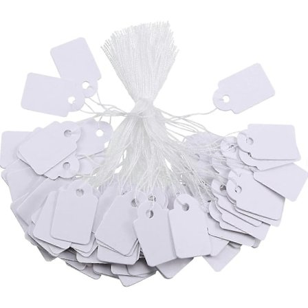 500 kpl Valkoisia Merkintälappuja Hintalappuja Hintamerkintöjä Ripustusnarulla
