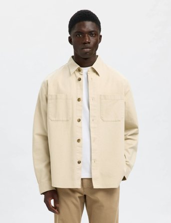 Selected Slmtravis Twill Overshirt Ls Noos - Cream - XL