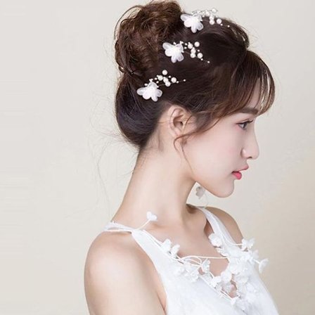 3 st Hårnålar Hårsmycken Hårdekoration till Bröllop & Fest - Vit Blomma & Vita Pärlor