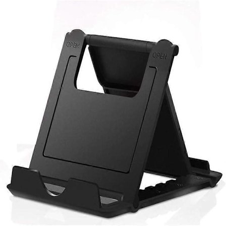 Mobiltelefon Stativ, Universal Foldbar Tablet Stativ Multi-vinkel Lomme Desktop Holder Cradle til Mobil eRead (Sort)