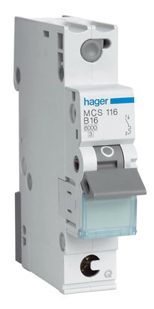 Hager MBS110 Miniatyrbryter 1-polet, 6 kA, B-karakteristikk 10A, Stikkontakter & kabler