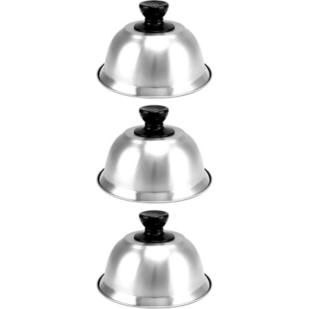 Pakke med 3 Burger Låg, Smeltedome, Rustfrit Stål, 16 x 10 cm, Til Burger