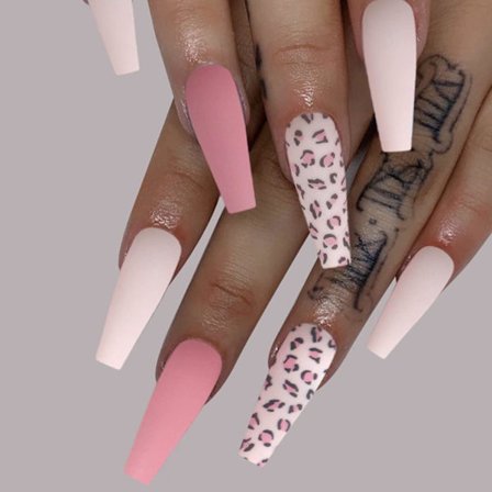 3 stk ekstra lange full cover kisteformede falske negler lange ballett krystall diamant glitter M lys lilla