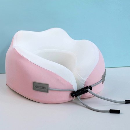 U-formad kudde i memory foam för flygresor, nackkudde med långsam återhämtning, U-formad nackkudde rosa + vit U-kudde i issilke