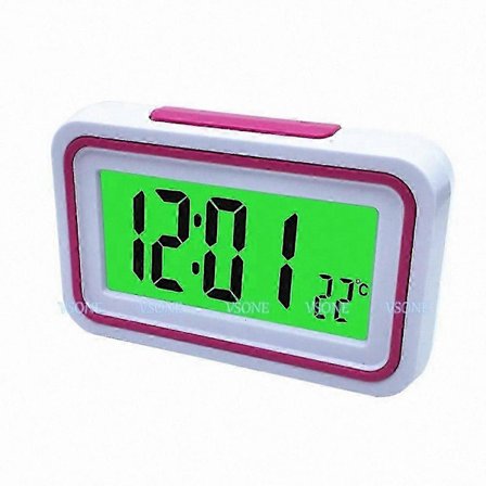 Snakkende digital vekkerklokke med termometer, bakgrunnsbelyst LCD-skjerm, tilgjengelig for synshemmede, 4 fargevalg