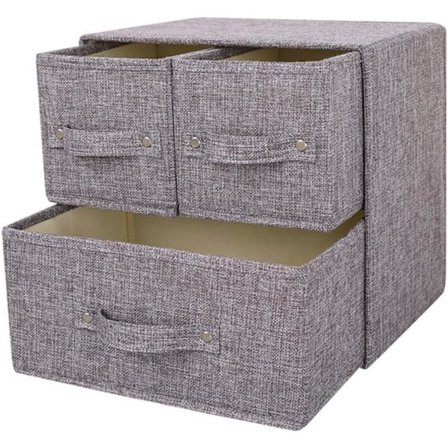 Stof opbevaringsboks Opbevaringskasser med håndtag Skuffeorganisator wit