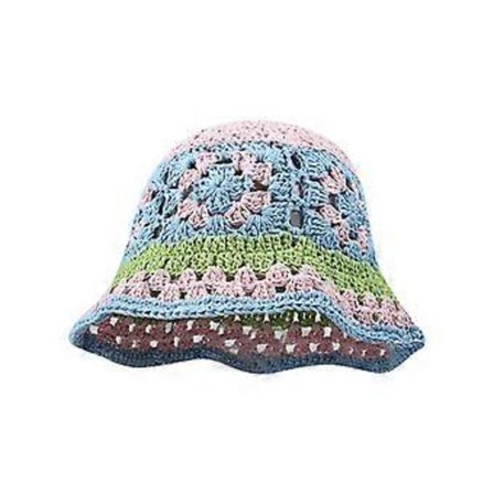 Søt jente heklet bøttehatt Søte dame fiskerhatt med blomstermønster Kvinne Tenåringer Casual Sommersolhatt Rosa (Rosa)