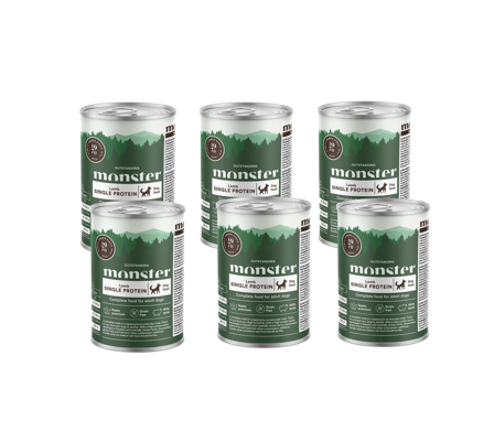 Monster Pet Food - Dog Adult Single Lamb Burk 400 g x 6 - Hund - Hundefôr & hundemat - Våtfôr & våtmat - ZOO.no