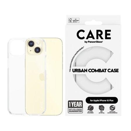CARE by Panzer Flagship Case Transparent Urban Combat w. Clear Frame iPhone 15 Plus PanzerGlass - High quality tempered glass screen protector