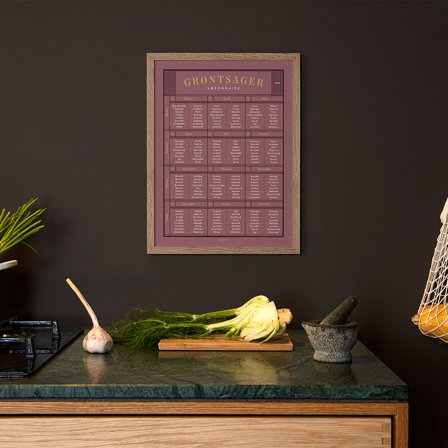 Plakat med Årstidernes grøntsager fra Gehalt — Stilren sæsonguide