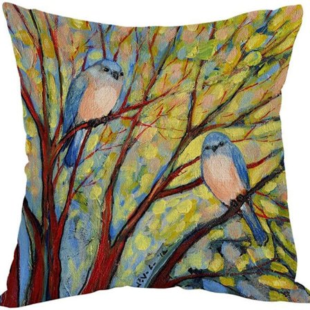 Design putetrekk fuglemaleri to fugler på et tre. Putetrekk Hjem