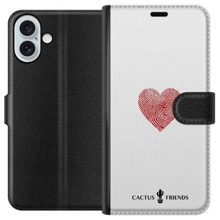 Kompatibelt Lommeboketui til Apple Apple iPhone 16 Plus Cactus and Friends - Fingerprint Love