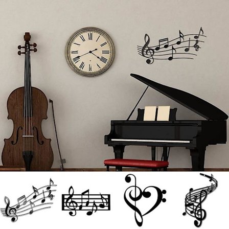 Kunstnerisk metal musiknote vægdekoration, glat overflade, elegant vægdekoration til hjem og fester