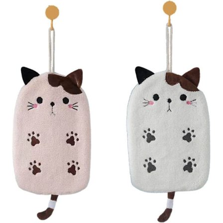 Kattehåndkle - Søte håndklær for baderom - 2-pakning kattehånd