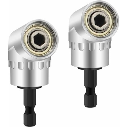 2 stk. vinkeladapter for bor, albueformet skrutrekker og bortilbehør med magnetisk bitsholder, hurtigutløsning 6 mm sekskant 1/4-tommers bor