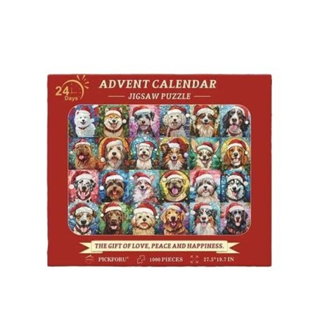 Jud- God Jul Adventskalender Hundpussel 1000 bitar Dog Jigsaw Puzzle