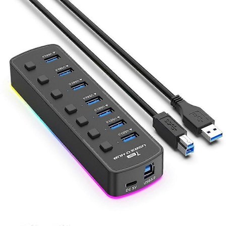 USB Dockningsstation för Laptop 7 i 1 Multiport USB 3.0 Oberoende Strömbrytare RGB Strömförsörjningsport Höghastighets USB Hub Adapter Datortillbehör