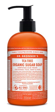 Dr. Bronner's Organic Sugar Soap Tea Tree 355 ml, Skincare, Kropspleje, Bodyshampoo