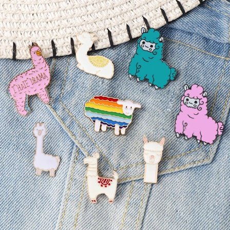 Cute Anime Alpacas! Cartoon Animal Pins Badges Rainbow Sheep Lapel Brooches Clothes Hat Bag Badges Jewelry Gift for Kids Friends