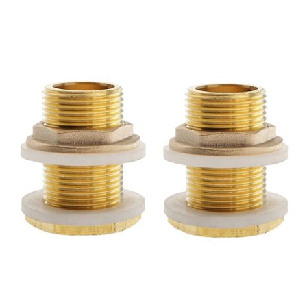 2 stk. Messing Vandtank Stik Fitting Med Gummiring Dn15 45mm